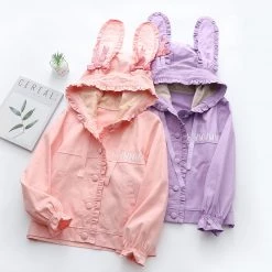 Juwas CLOTHING Sweet Rabbit Ears Lace Hooded Coat