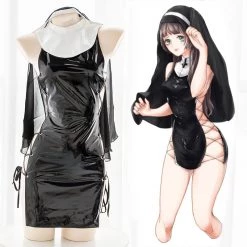 Juwas CLOTHING Zipper Sexy Nun Lingerie Dress