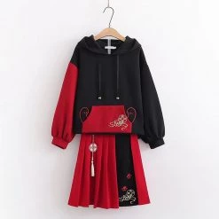 Juwas Vintage Cat Ear Hoodie Skirt CLOTHING