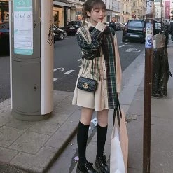 Juwas NEW ARRIVAL Chic Plaid Irregular Short Dress