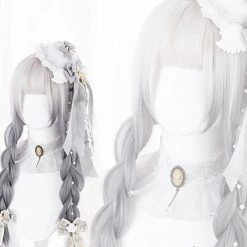 Juwas Lolita Gray White Long Straight Wig