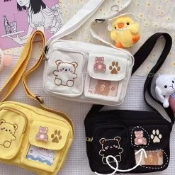 Juwas HOME&LIFESTYLE Bear Print Canvas Crossbody Bag