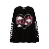 Juwas Vintage Love Heart Letters Printed Sweater NEW ARRIVAL