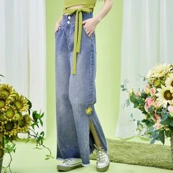 Juwas NEW ARRIVAL Kawaii Denim High Waist Mom Jeans