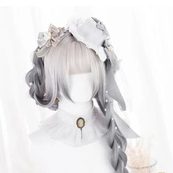 Juwas Silver Gray Ombre Long Straight Wig