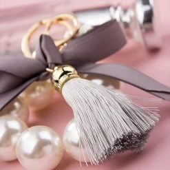 Juwas Chic Pearl Tassel Ribbon Keychain