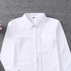 Juwas Kawaii White Pleated High School Polo Shirt CLOTHING