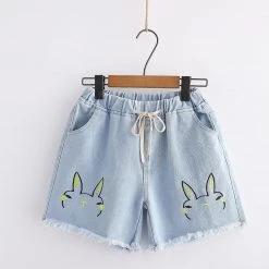 Juwas NEW ARRIVAL Rabbit Embroidery Vintage Denim Shorts