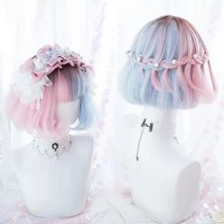 Juwas Harajuku Pink And Blue Ombre Waterfall Braided Wig