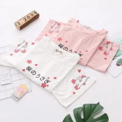 Juwas Sakura Bunny Japanese Loose Cut Shirt NEW ARRIVAL