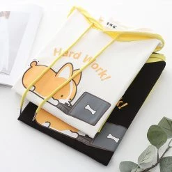 Juwas Hard Working Corgi Print T-shirt NEW ARRIVAL