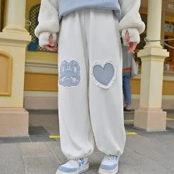 Juwas Rabbit Embroidery Wide Pants