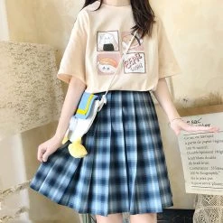 Juwas Japanese Cartoon Print Oversized T-Shirt CLOTHING