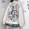 Juwas NEW ARRIVAL Harajuku Anime Print Oversize Sweatshirt