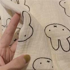 Juwas CLOTHING Lovely Rabbit Print Comfy Cotton Long Pajamas Dress