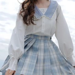 Juwas Kawaii Sailor Blue School Uniform Tops NEW ARRIVAL
