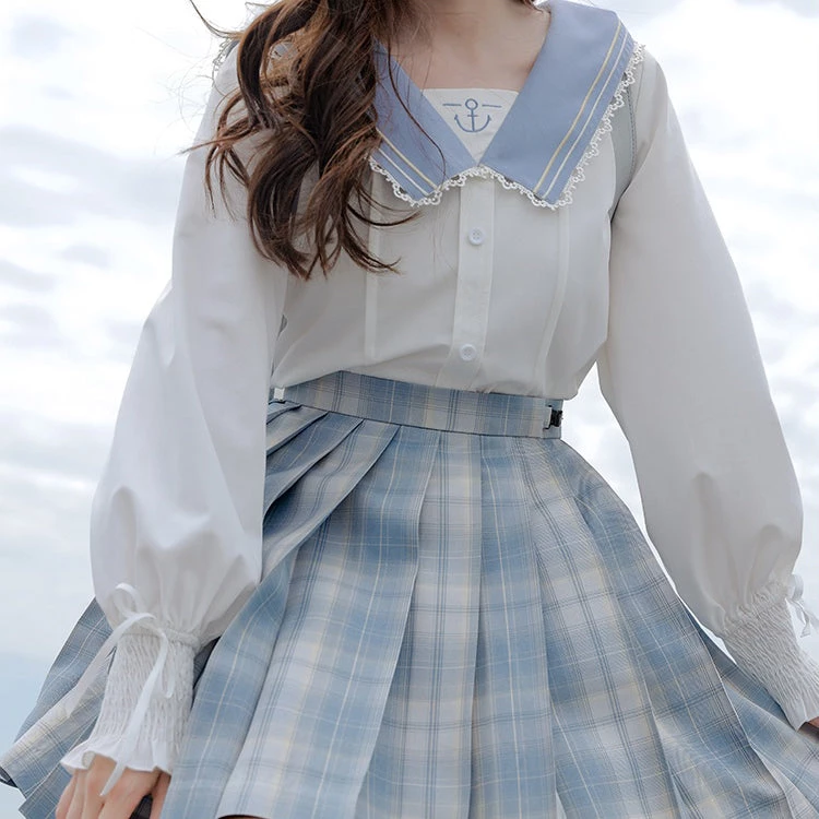 Juwas Kawaii Sailor Blue School Uniform Tops NEW ARRIVAL 3 Juwas Kawaii Sailor Blue School Uniform Tops NEW ARRIVAL