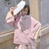 Juwas Kawaii Sweet Pink Spring Embroidery Loose Hoodie