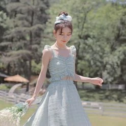 Juwas NEW ARRIVAL Summer Daisy Plaid Top And Skirt Set