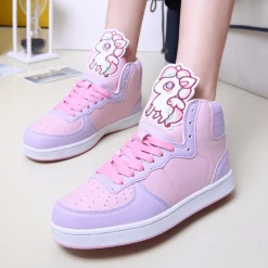 Juwas.com Online Store NEW ARRIVAL Kawaii Unicorn Cartoon High Top Sneakers