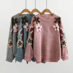 Juwas Kawaii Spring Flower Knitted Sweater Jacket CLOTHING