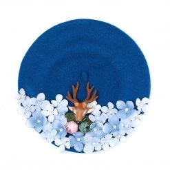 Juwas Flowers Deer Beret Hat