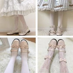Juwas Sweet Lolita Ribbon Round Toe Doll Shoes