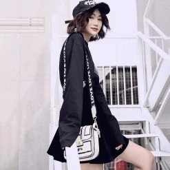 Juwas Basic Black Punk Rave Suspender Skater Skirt NEW ARRIVAL