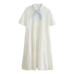 Juwas Kawaii Japanese Cream White Long Maxi Dress