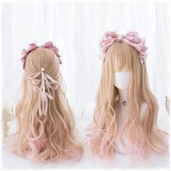 Juwas NEW ARRIVAL Lolita Long Soft Waves Blonde Cosplay Wig