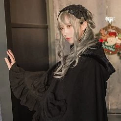 -Juwas Sweet Lolita Princess Bow-knot Heart Button Cape Coat