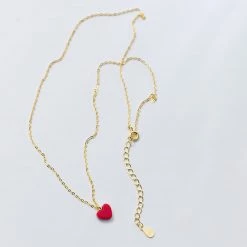 Juwas Sweet Red Heart Pendant Necklace
