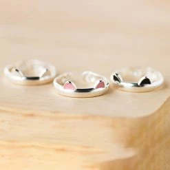 Juwas Fashion & Beauty Mini Cat Ears Silver Ring