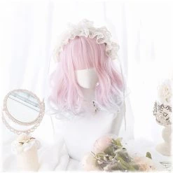 Juwas Harajuku Pastel Pink Curly Short Wig NEW ARRIVAL