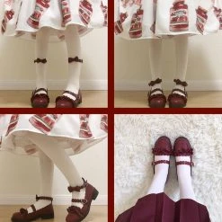 Juwas Sweet Lolita Ribbon Round Toe Doll Shoes