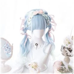 Juwas Harajuku Aqua Blue Full Bangs Wig
