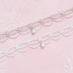 Juwas NEW ARRIVAL Pearl Teardrop Lace Choker