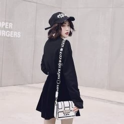 Juwas Basic Black Punk Rave Suspender Skater Skirt NEW ARRIVAL