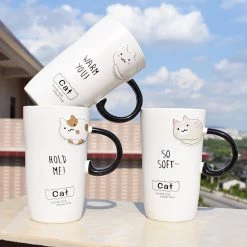 Juwas Cute Cat Ceramic Cups