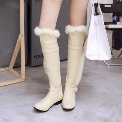 Juwas Chic Faux Fur Knee High Winter Boots