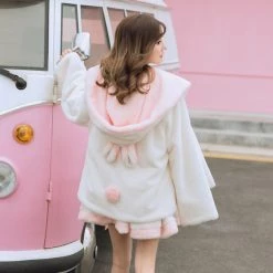 Juwas.com Online Store NEW ARRIVAL Kawaii Rabbit Warm Plush Warm Coat With Hat