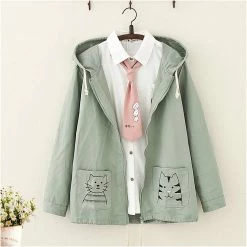 Juwas.com Online Store NEW ARRIVAL Kawaii Cat Embroidery Hooded Coat