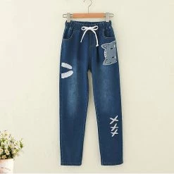Juwas.com Online Store Cat Embroidery Jeans