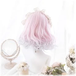 Juwas Harajuku Pastel Pink Curly Short Wig NEW ARRIVAL