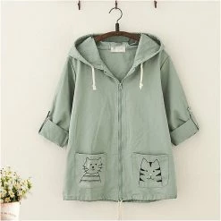 Juwas.com Online Store NEW ARRIVAL Kawaii Cat Embroidery Hooded Coat 11 Juwas.com Online Store NEW ARRIVAL Kawaii Cat Embroidery Hooded Coat