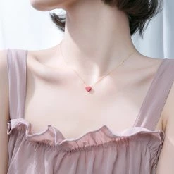 Juwas Sweet Red Heart Pendant Necklace