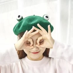 Juwas Funny Frog Handmade Wool Hat