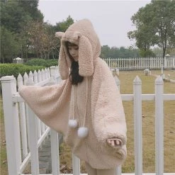 Juwas.com Online Store NEW ARRIVAL Kawaii Cartoon Rabbit Ears Hoodie Warm Coat