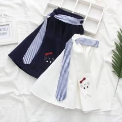 Juwas Cat Tie High Waist Mini Pull-On Skirt