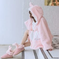 Juwas.com Online Store NEW ARRIVAL Kawaii Rabbit Warm Plush Warm Coat With Hat